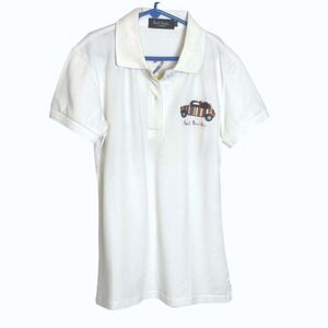 Paul Smith London Kids White Polo Shirt Mini Cooper Striped Graphic Size M